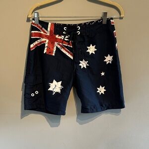 Kids Navy Australian Flag Swim Trunks